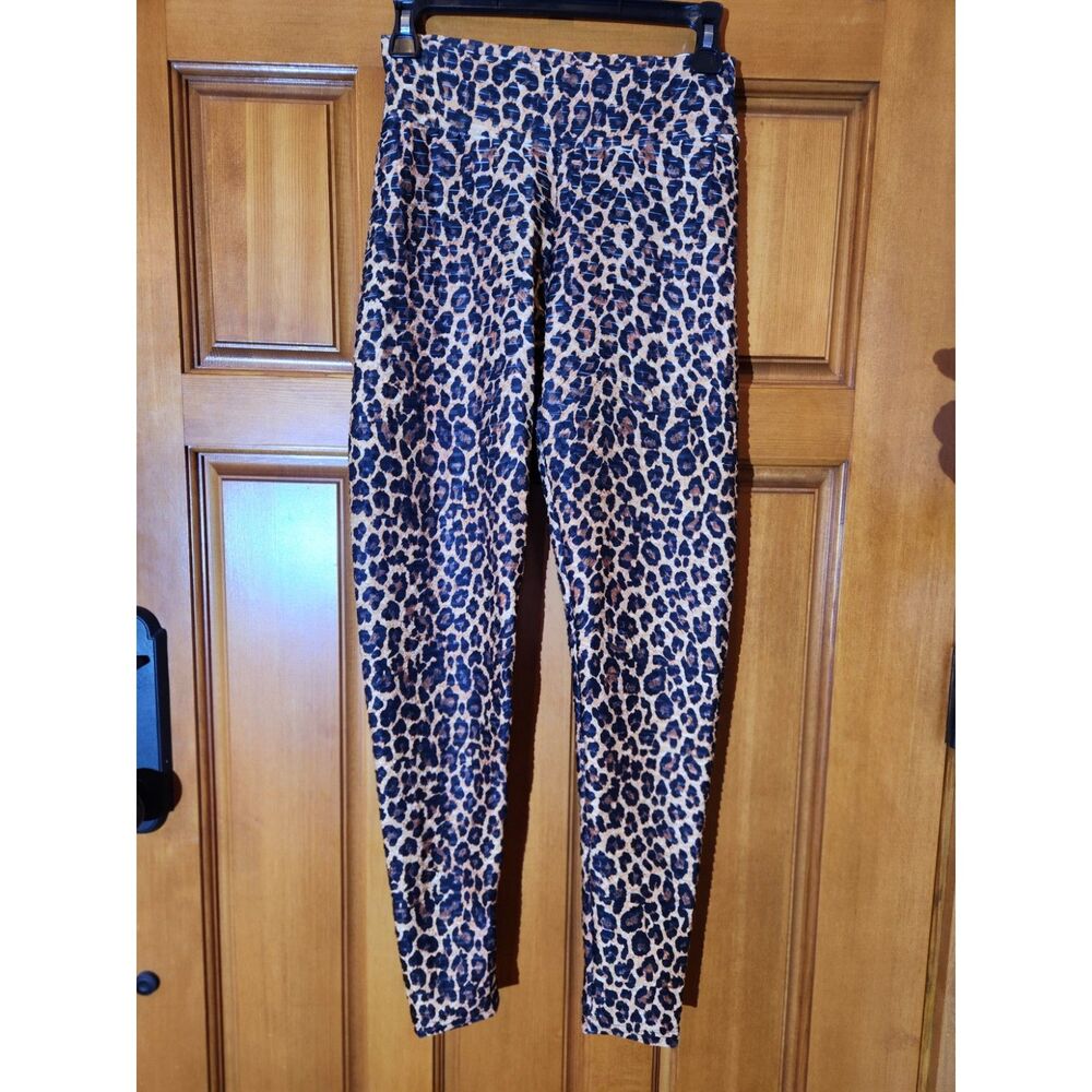 Cheetah Print Leggings Raunching at Bottom Women's Size M